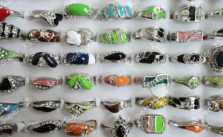   jewelry lots 15pcs multicolor enamel & rhinestone rings 