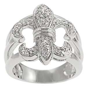   Tressa Silvertone Pave set Cubic Zirconia Fleur de Lis Ring Jewelry