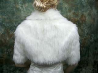 Ivory elbow length sleeve faux fur bolero jacket FB004_Ivory  