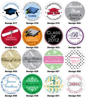   Custom Glossy Graduation Class of 2012 Stickers Kisses Labels  