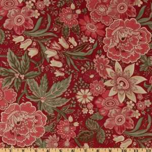   Remembrance Large Floral Red Fabric By The Yard: Arts, Crafts & Sewing