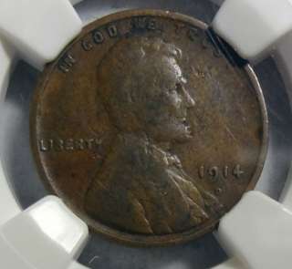 1914 D LINCOLN ONE CENT NGC FINE, HAS MINT DONE, ERROR, MINOR PLANCHET 
