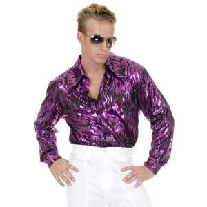   Costumes CH01172P 1X Mens Plus Size Disco Purple Flame Shirt Size 1X