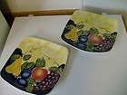 two square dinner plates in di frutto pattern by tabletops