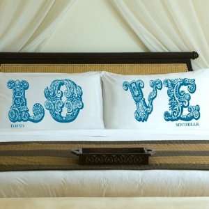   Blissful Blue Love Connection Pillow Case Set: Home & Kitchen