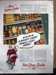 1939 Vintage Ann Page Foods Santa Claus Sack toys Ad  