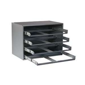 Easy Glide Triple Track Slide Rack   Holds 4 Large Compartment Boxes 