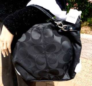 NEW COACH BROOKE Signature Black Sateen Tote Shoulder Bag Handbag 