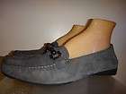 Stuart Weitzman Womens Grey Suede Slip On Driving Loafers Flats Shoes 