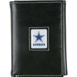  Dallas Cowboys Black Leather Tri Fold Wallet: Sports 