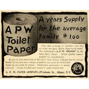  1902 Ad A P W Paper Co. Toilet Paper Satin Bath Tissue 