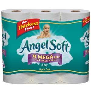 Angel Soft, Mega Roll, (3X Regular), 2 Ply, White  Kitchen 