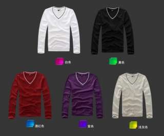 Mens multi color V neck Bottoming Shirts cardigan UK style sweater 5 