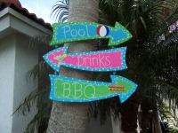 Handpainted Tropical Pool Drinks BBQ Wood Sign  