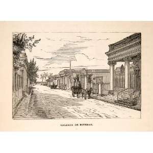  1871 Wood Engraving Calzada Esteban Cuba Street City Road 