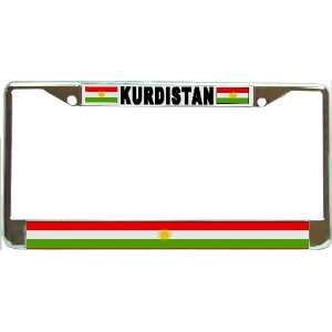  Kurdistan Kurdish Flag Chrome License Plate Frame Holder 