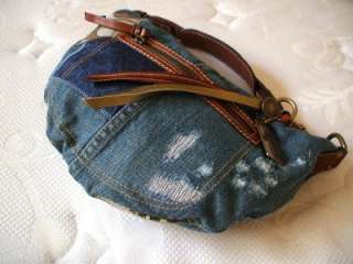 Coach Ltd ed Denim Distressed Jeans Patchwork SM Hobo Tote Bag Purse 