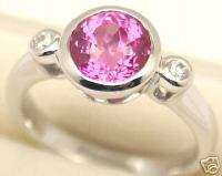 Pink Lab Created Sapphire Silver Ring, July, #153  