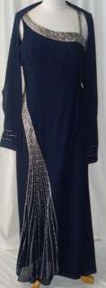   Brand New with Tags Large Or 12 Navy Blue Color with Silver Beading
