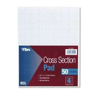  Cross Section Pad   4 Squares, Quadrille Rule, Letter 