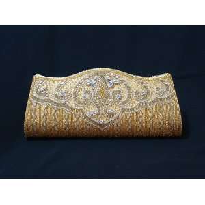   Golden Glamour   Beaded and Sequined Clutch Purse 
