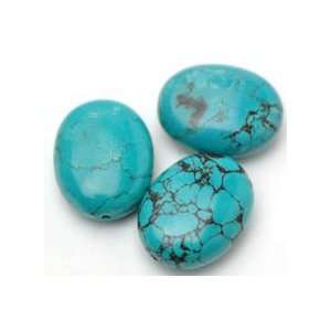 Stabilized Turquoise Puffed Oval Bead 37x29mm