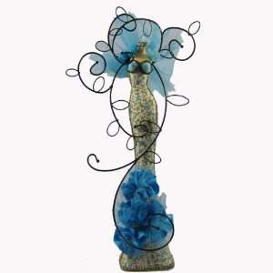  Blue Lace Doll Jewelry Tree Organizer Floral Print 