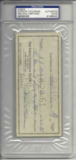 Mickey Cochrane Autographed Signed Personal Check Authentic PSA/DNA 