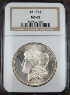 1881 S Morgan Silver Dollar, NGC MS 65 *PL Obverse*  