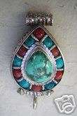 SILVER Turquoise Prayer Box Jewelry Pendants Tibet Ghau  