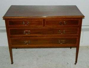   Mahogany Federal Style 2 over 2 Drawer Chest W/ Banded Inlaid Design