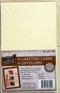 100 BLANK GREETING CARD INVITATIONS,ENVELOPES 4x5~IVORY  