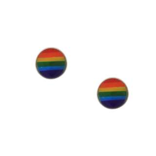 Sterling Silver Rainbow Enamel Pride Earrings  Overstock