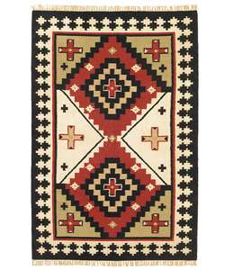 Hand woven Sancho Flat Wool Rug (5 x 8)  Overstock