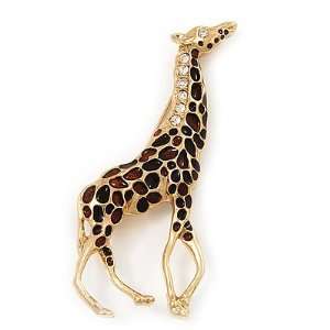  Gold Plated Enamel Giraffe Brooch Jewelry