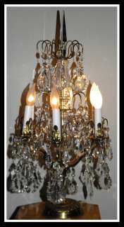 Fancy Antique French Bronze & Crystal Girandole Lamp NR  