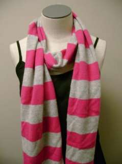 Michael Kors Electric Pink/Gray Striped Cashmere Scarf O/S NWT  