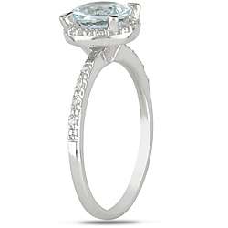 Sterling Silver Aquamarine and Diamond Accent Ring  Overstock