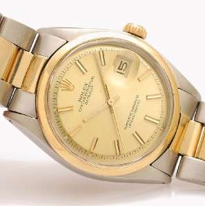 MENS ROLEX OYSTER PERPETUAL DATEJUST REF 1601 AUTOMATIC GOLD & STEEL 