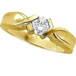   14K Yellow Gold Diamond Solitaire Engagement Ring   0.50 Ct.: Jewelry