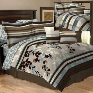 Linea Brown 10pc Reversible Bedding Comforter Set  