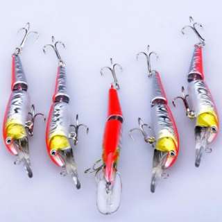   100mm Red Color Jointed Crankbait Fishing Lure Tackle Bait Hook  