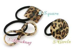 Korean headdress Leopard hair rope bow square ring hair bands hairpin 