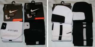 Pair Nike Elite Crew Basketball Socks Medium M 6 8 White/Black and 