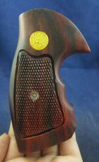 NEW WOOD CHECKERED GRIPS 4 COLT DETECTIVE SPECIAL REVOLVER, LONG BUTT 