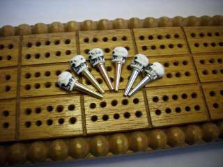 Skull Top Cribbage Board Pegs 2 Brass, 2 S.Steel 2 Copper With 