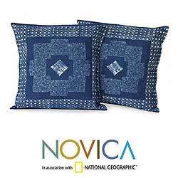 Set of 2 Cotton Hmong Indigo Cushion Covers (Thailand)   