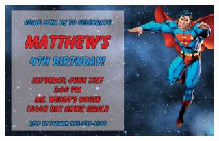 Set of 10 Superman Personalized Birthday Invitations H  
