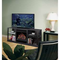   Console with Electric Flame Fireplace in Black Finish  
