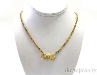   Lolai 2.38ct Diamond 18K Gold Bow Pendant Heavy Necklace NR  